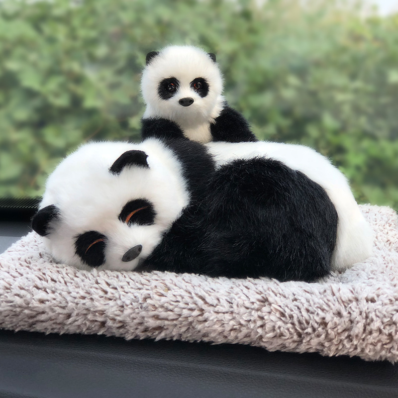 Ensemble panda mère et enfant - 200g de cristaux nano minéraux