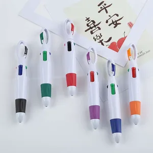 4合1彩色笔可伸缩圆珠笔多色笔，带扣夹钥匙扣，带定制徽标穿梭登山扣夹 - Product Image 5