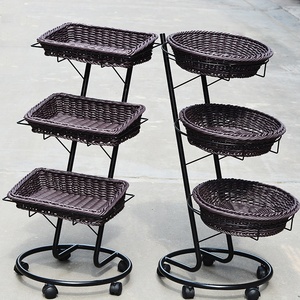 Tùy Chỉnh Cho Bột Tráng Kim Loại Siêu Thị Lưu Trữ Giỏ Cho Đồ Ăn Nhẹ Thực Phẩm Uống Chai Bánh Mì Trái Cây Tươi Hiển Thị Giá - Product Image 4