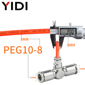 PEG <strong>T</strong>-Type 3 <strong>Way</strong> Reducing Tee Union Stainless Steel Pneumatic Fitting Air Hose One Touch Push in Quick Coupling Connector - Product Image 6