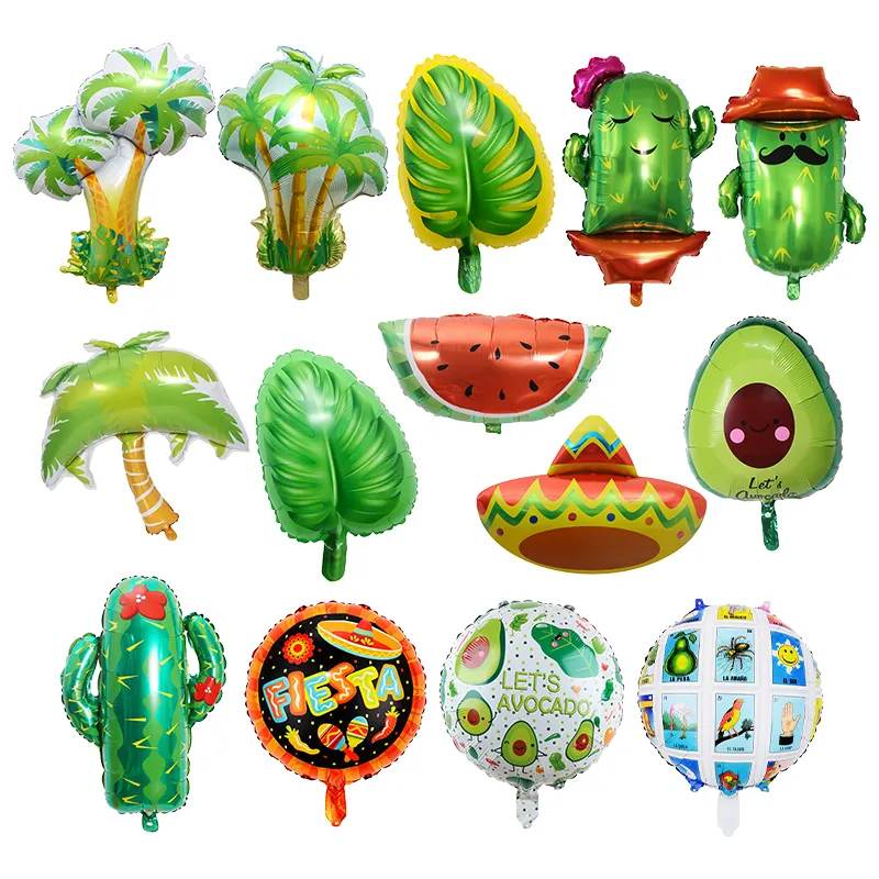 Summer Coconut Tree Avocado Cactus Tarot Festival Leaf Balloons Fiesta Carnaval De Globos Carnival in Mexico for Party Decor