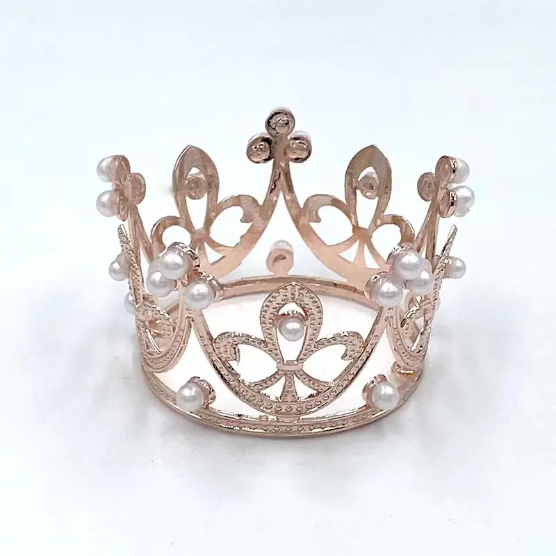 Torta ornamento strass bambini principessa ragazze compleanno copricapo corona torta di compleanno Topper decorazione Mini corona perla diadema
