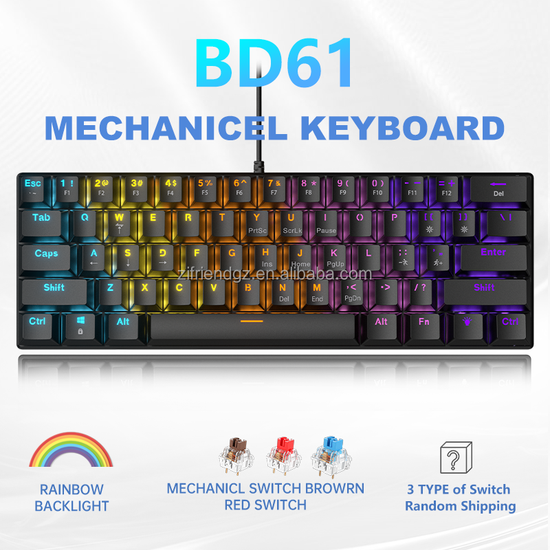 BD61-Black-Rainbow light-61Keys