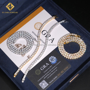 Tàu Từ USA Hot Bán Iced out Hip Hop Bạc S925 4Mm Vvs1 Moissanite Kim Cương Gra Giấy Chứng Nhận Tennis Chain & Vòng Đeo Tay Bộ - Product Image 2