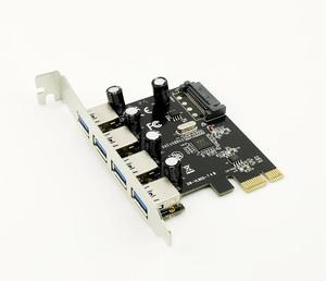 Express USB3.0 PCI-e 1x 4 3.0至PCI端口卡转换器USB控制器适配器 - Product Image 1