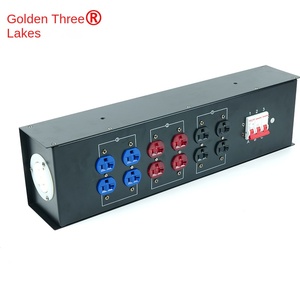 US 6-Way 15A110V Gauge Socket Power <strong>Distributor</strong> Box 32A 5-Core <strong>Input</strong> Portable Small Copper/ABS Material Distribution Box
