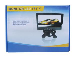 XYT Pantalla LCD para coche de 7 pulgadas con pantalla dividida TFT CVBS Conector de 4 pines Cámara de respaldo 9V ~ 35V DC 4 canales Entrada Espejo retrovisor