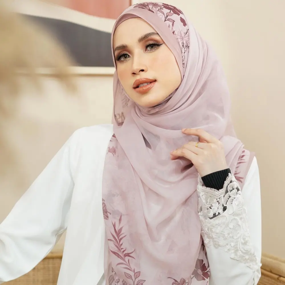 JYL Fashion Design Benutzer definierte Baumwolle Voile Hijab Tudung Digital bedruckte Bawal 110Cm Square Premium Schal