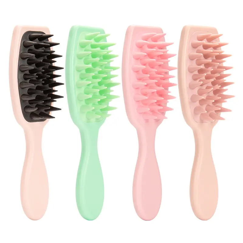 Nouvellement tête de Massage brosse à cheveux Silicone longues dents ABS couleur bonbon poignée Logo personnalisé shampooing cheveux Sclap brosse de Massage