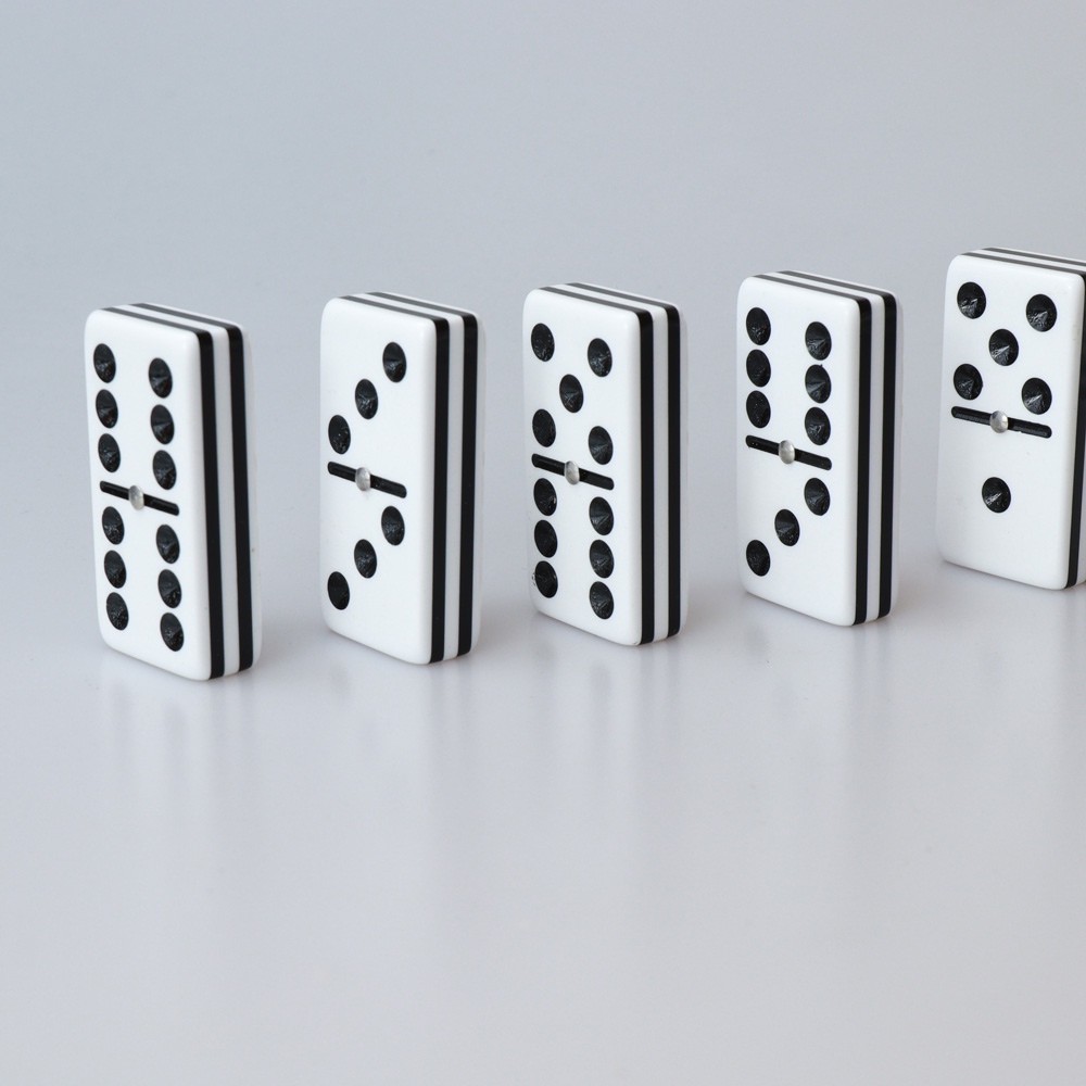 Black White Five Layer Acrylic Domino