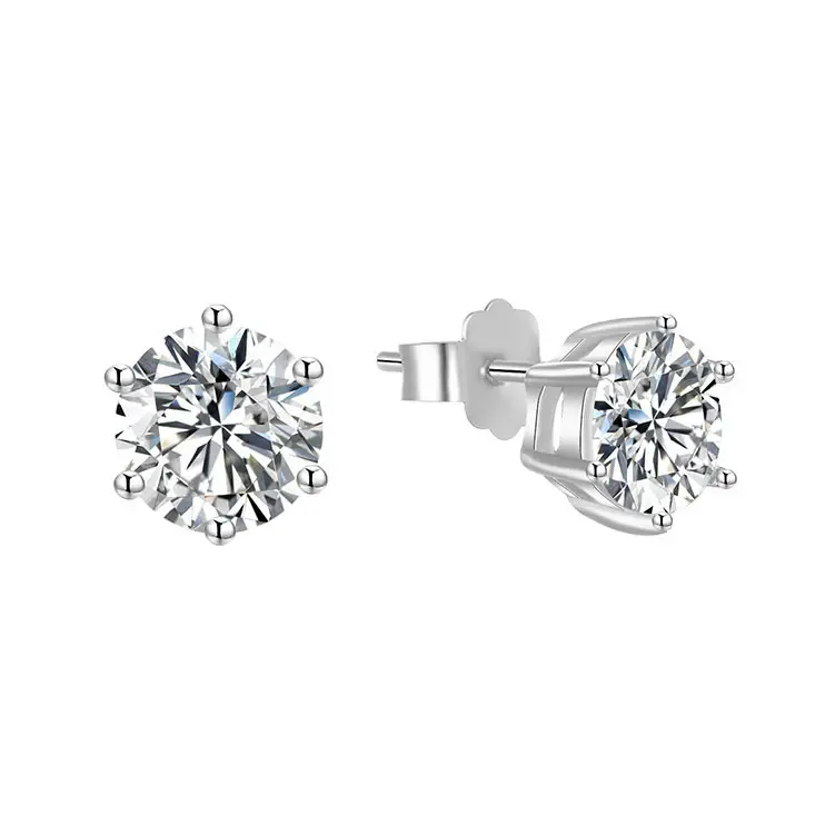 High Quality 925 Sterling Silver Crystal Screw Back Stud Earrings
