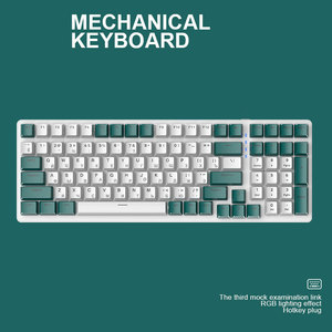 Teclados mecánicos para juegos con diseño ruso de 100 teclas, teclados inalámbricos con luz RGB de estilo de examen simulado