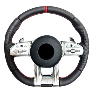 メルセデスベンツAMGパフォーマンス用W167W177 W190 W213 W217W222カスタムレザーカーステアリングホイール