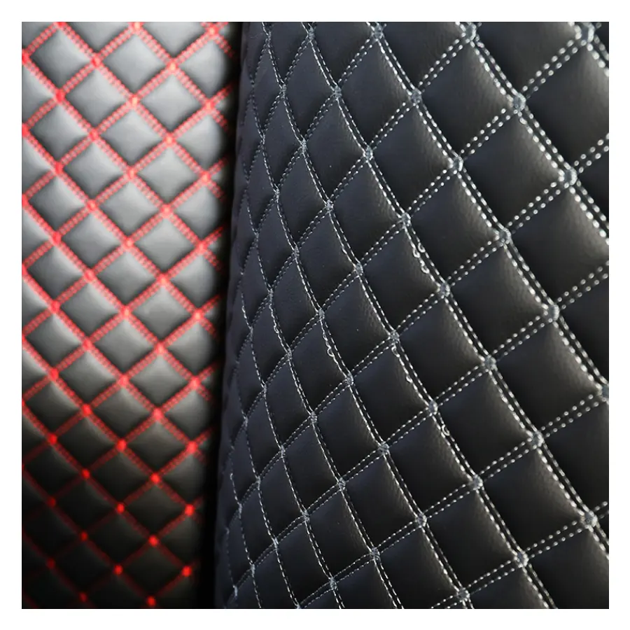 Fábrica de cuero impermeable grueso algodón Litchi suave Pvc cuero sintético coches asiento bordado tela de cuero