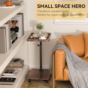 C hình dạng có thể điều chỉnh chiều cao 360 ° xoay TV Khay bảng sofa bên bàn cà phê với bánh xe cho không gian nhỏ cạnh giường ngủ ghế sofa - Product Image 3