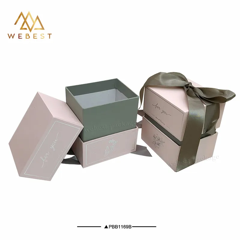 Webest luxury paper gift jewelry box packaging pink jewellery box jewellery box with tie ribbon