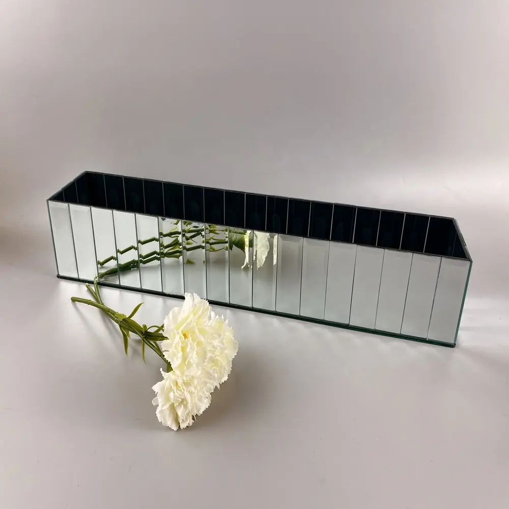 Verre mosaïque en forme de cube avec miroir, grand verre argenté, vase à fleurs, vente en gros,