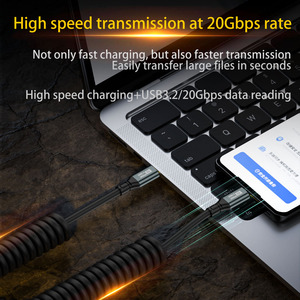 Wholesale Quick HD Audio 8K Transfer 100W Type-<strong>c</strong> to Type <strong>c</strong> Male Data Cable 20Gbps 180CM Spring Charging Wire for Laptop TV Pad - Product Image 4