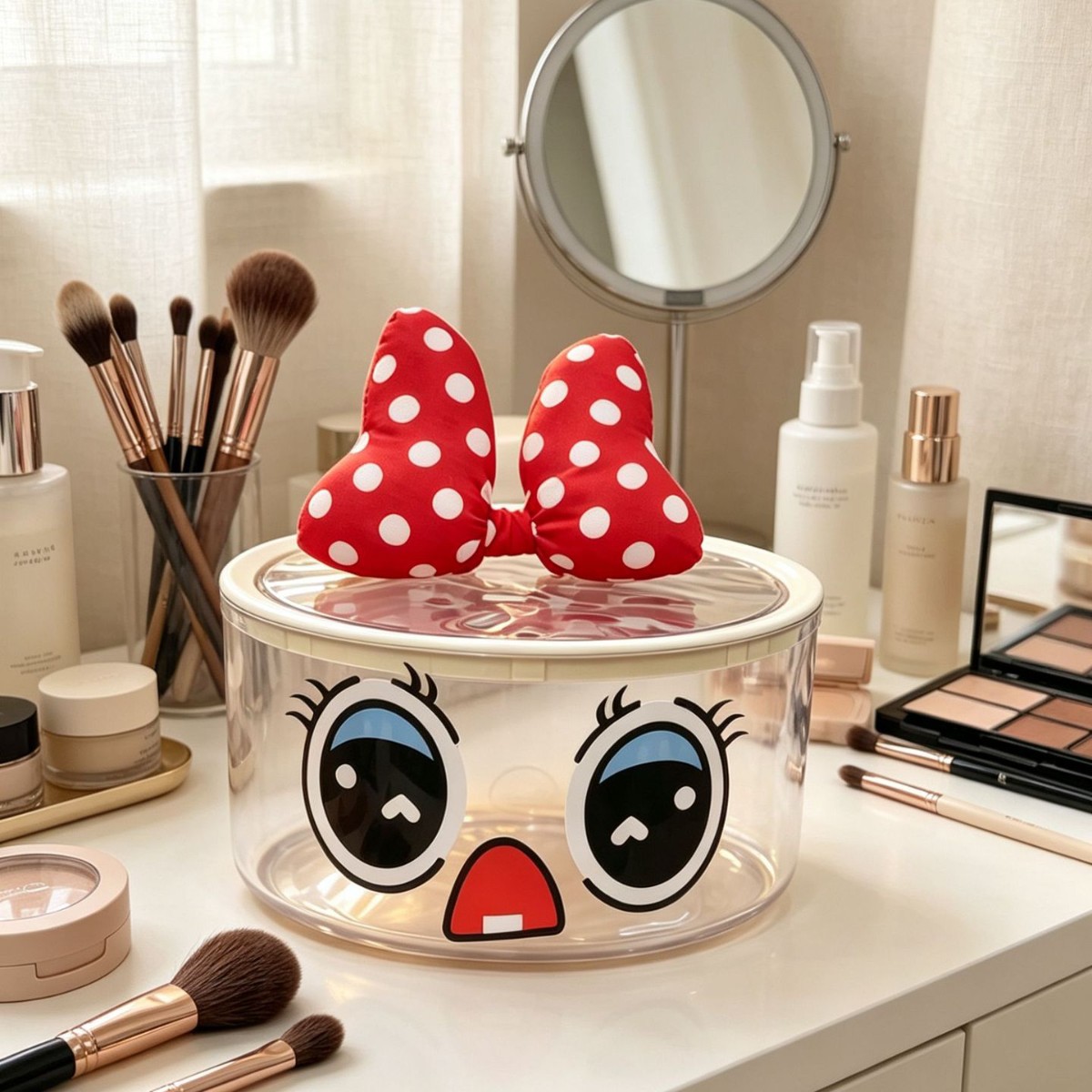 Large eye stickers with lid and big bow