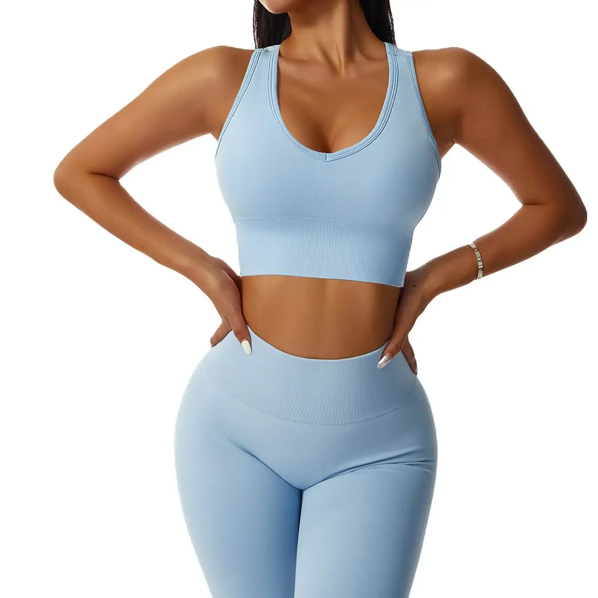 New Activewear tập thể dục mặc phụ nữ phòng tập thể dục quần áo thể thao Khỏa Thân áo ngực xà cạp quần short liền mạch tập luyện bộ