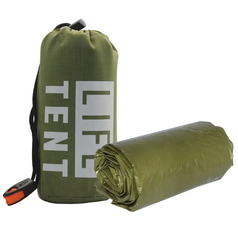 Tenda a tubo di emergenza in Mylar per 2 persone Bushcraft Camping Survival Shelter con sacco in Nylon