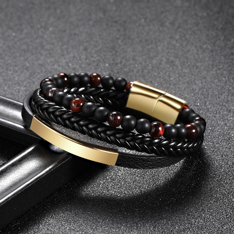 BLACK Golden bend three layers of red tiger eye