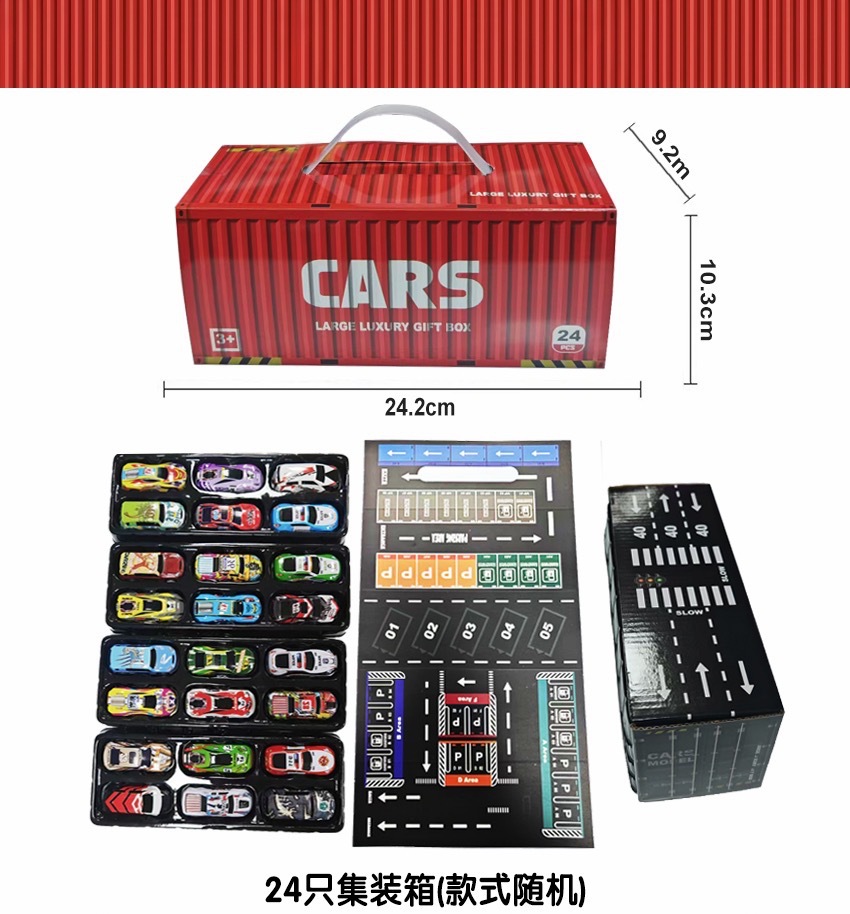 Garage de conteneurs rouge-24 voitures en alliage avec carte
