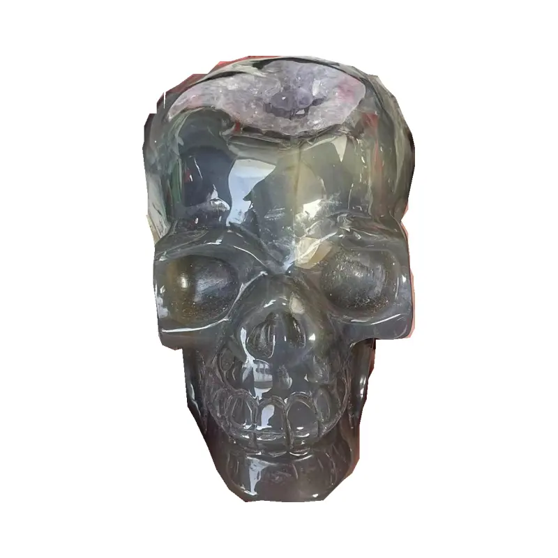 Оптовая продажа, натуральные черепа из агата в форме кластера, резные Хрустальные черепа, украшение из камня для медитации