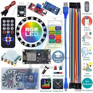 TZT Starter Kit per Arduino Kit ESP8266 anello LED striscia RGB 24 bit WS2812B suono/musica reattivo, orologio analogico, avviso/rilevamento - Product Image 4