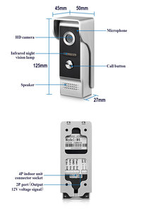 Videoportero TFT LCD de 7 pulgadas de alta calidad, comunicación bidireccional, videoportero de 4 cables con cámara a color impermeable - Product Image 5