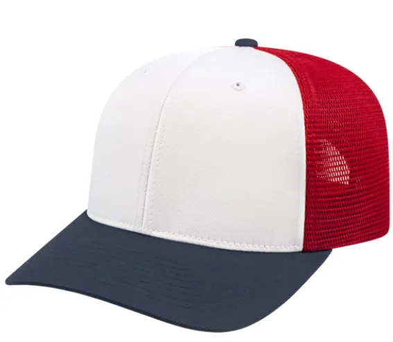 Groothandel Trucker Mesh Back Cap Mid Profiel Gestructureerde Originele Trucker Cap Met Vervormbare Pre-Gebogen Vizier