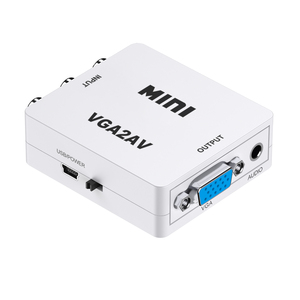 Mini PVC Jacket <strong>VGA</strong> <strong>to</strong> AV Converter <strong>RCA</strong> Adapter 3.5MM Audio PC TV Conversion with Combination Shielding Monitor Box