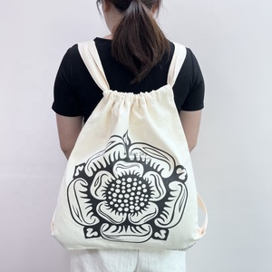 Mochila con cordón de algodón de tela reutilizable Venta caliente Mochila con cordón de tela de algodón Bolsa de lona - Product Image 4