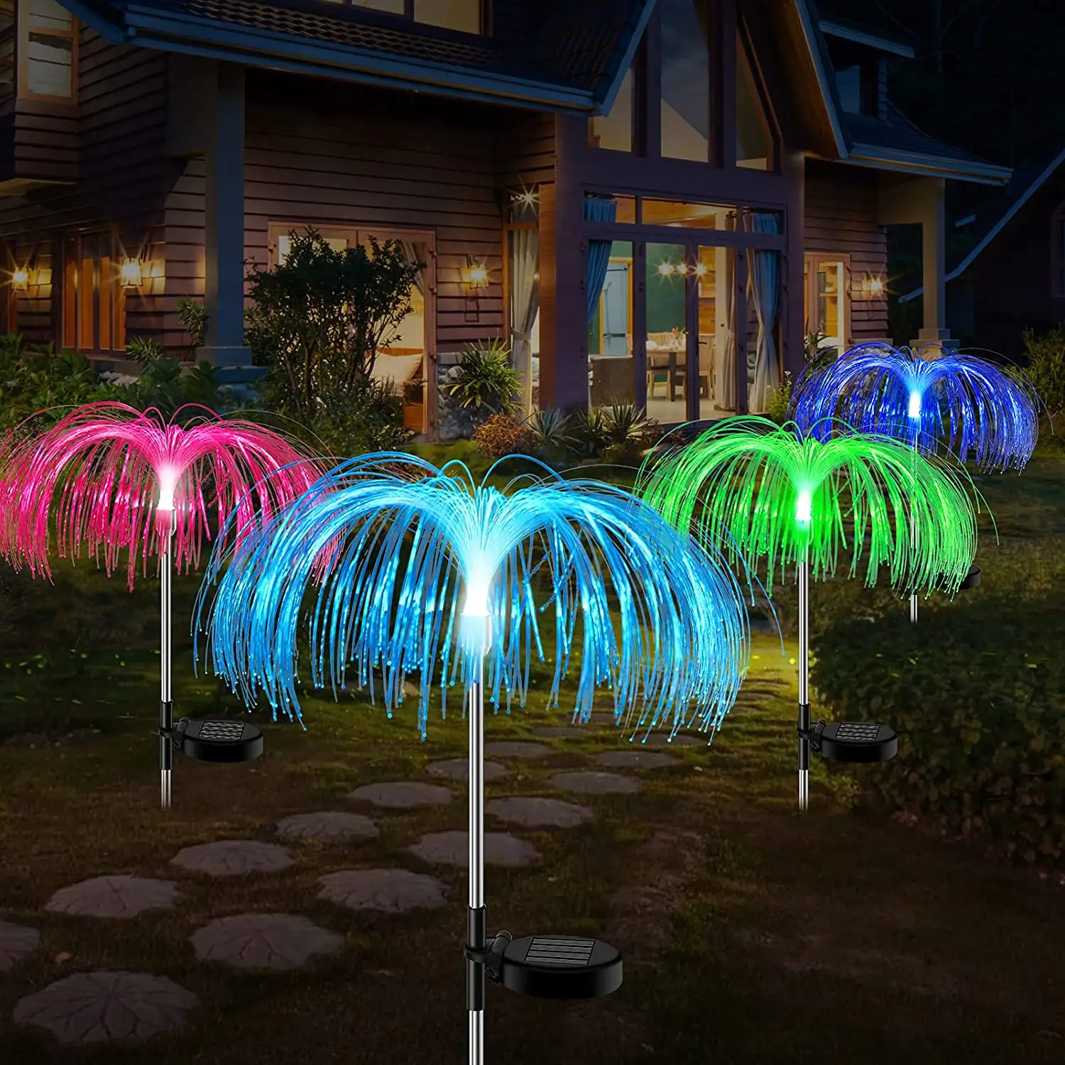 2022 Landscape decorative IP65 outdoor waterproof Solar fiber optic lamp led garden light for Yard Patio Holiday Christmas Decor