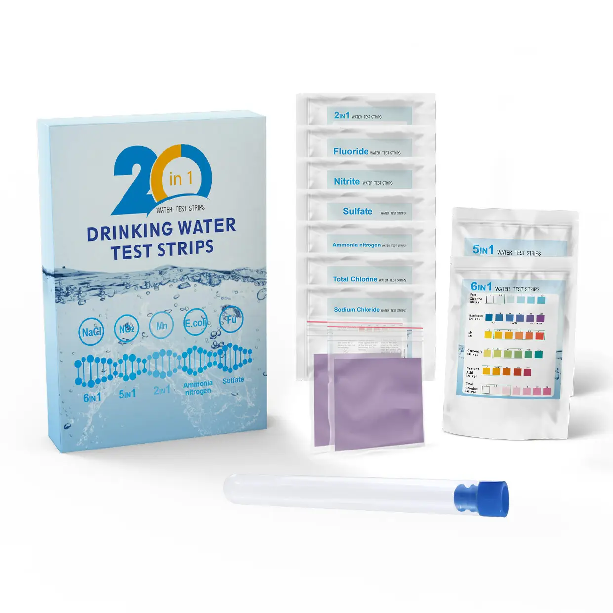 Hot sale drinking Water Rapid Test Kit Swimming Pool Water Test Strips 20 in 1 For Water Quality Test manufacturer