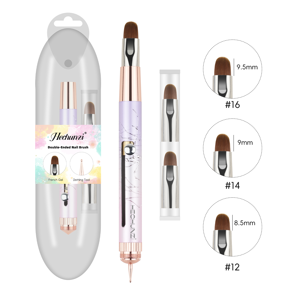 1pc Double-ended Brush+2 replaceable tips with packaging
