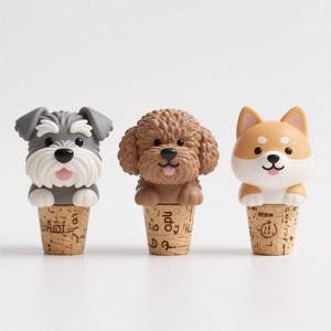 樹脂犬用ワインコルク手作り犬用ヘッドデザインシャンパン & 赤ワインノベルティバーアクセサリー