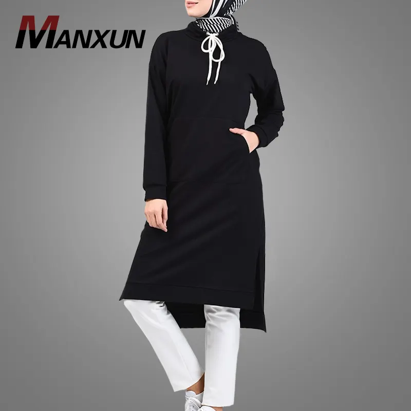 Müslüman bluz son spor stil İslam giyim yüksek kalite uzun kollu fas pamuklu tunik türk giysi