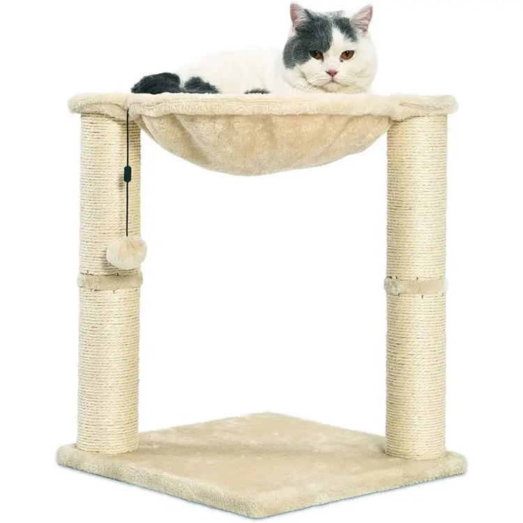 Rascador de torre de árbol para gato, cama de hamaca de fibra de Yute Natural, nueva moda