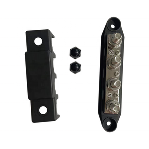 4 Stud Power <strong>Distribution</strong> <strong>Block</strong> 3/8&quot; Black Busbar Terminal Junction <strong>Block</strong> With Cover - Product Image 1