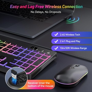 2.4G Full Size Ergonomic <strong>Keyboard</strong> Slim RGB <strong>Mouse</strong> Silent Wireless <strong>Keyboard</strong> and <strong>Mouse</strong> Combo With Backlit for Windows/MAC PC Laptop - Product Image 2