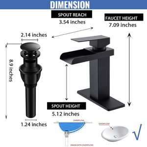 Hiện đại đơn xử lý vuông phòng tắm rửa lưu vực vòi nước xuyên biên giới thác nước màu đen với lõi van gốm nóng và lạnh - Product Image 5