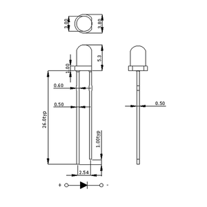 Hinchytek Customizable <strong>3mm</strong> <strong>Red</strong> Diffused Through Lamp <strong>LED</strong> Single Color Light Emitting Diode Component Foot Length - Product Image 2