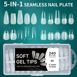 5 <strong>in</strong> <strong>1</strong> 240pcs/box Transparent Matte Scratch Full Cover French Short Medium Length Soft Gel Nail <strong>Tips</strong> - Product Image 3