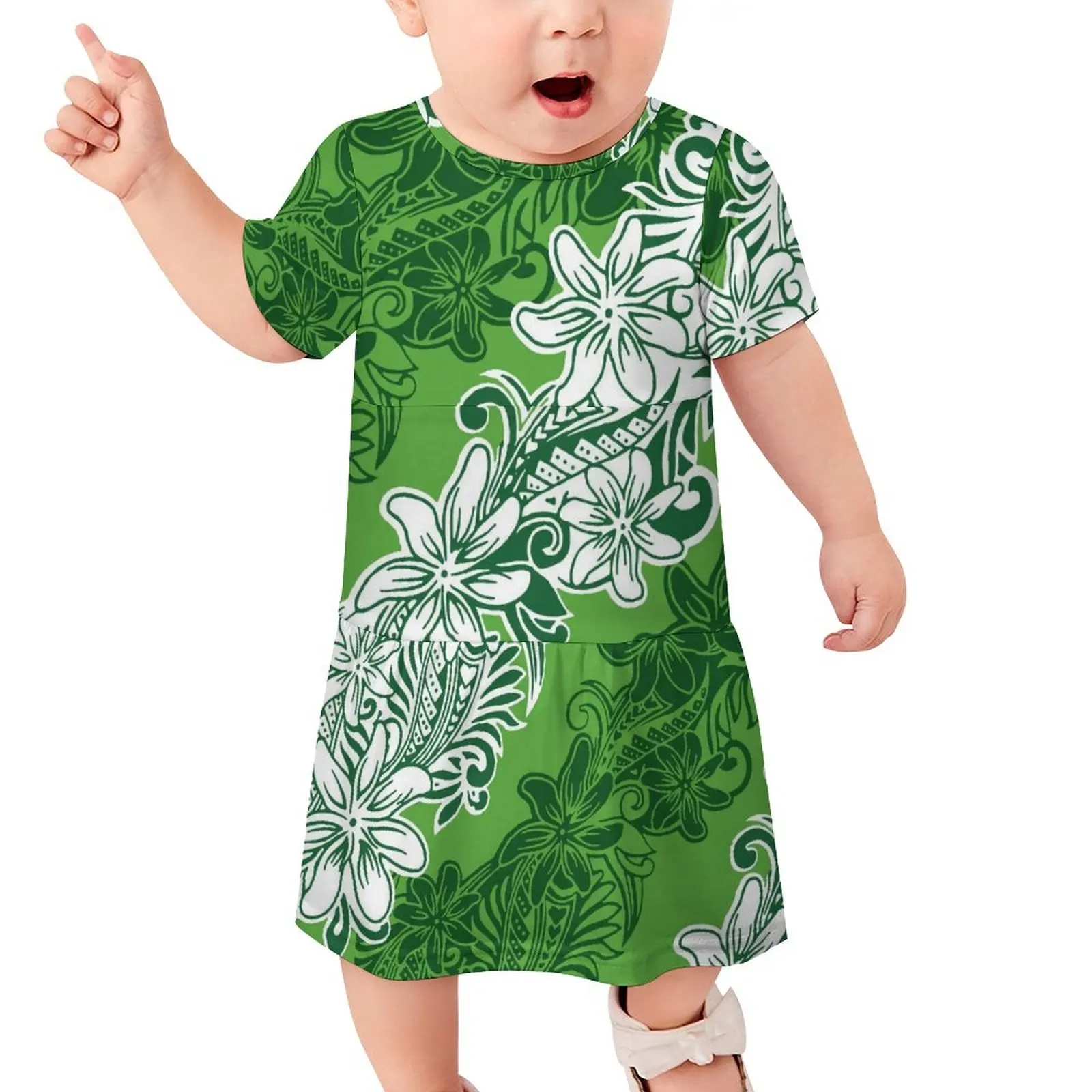 Infant Toddler Summer Short Sleeve Dress Custom Hawaiian Kid'S Clothing Samoan Puletasi Polynesian Tribal Design Baby Girl Dress