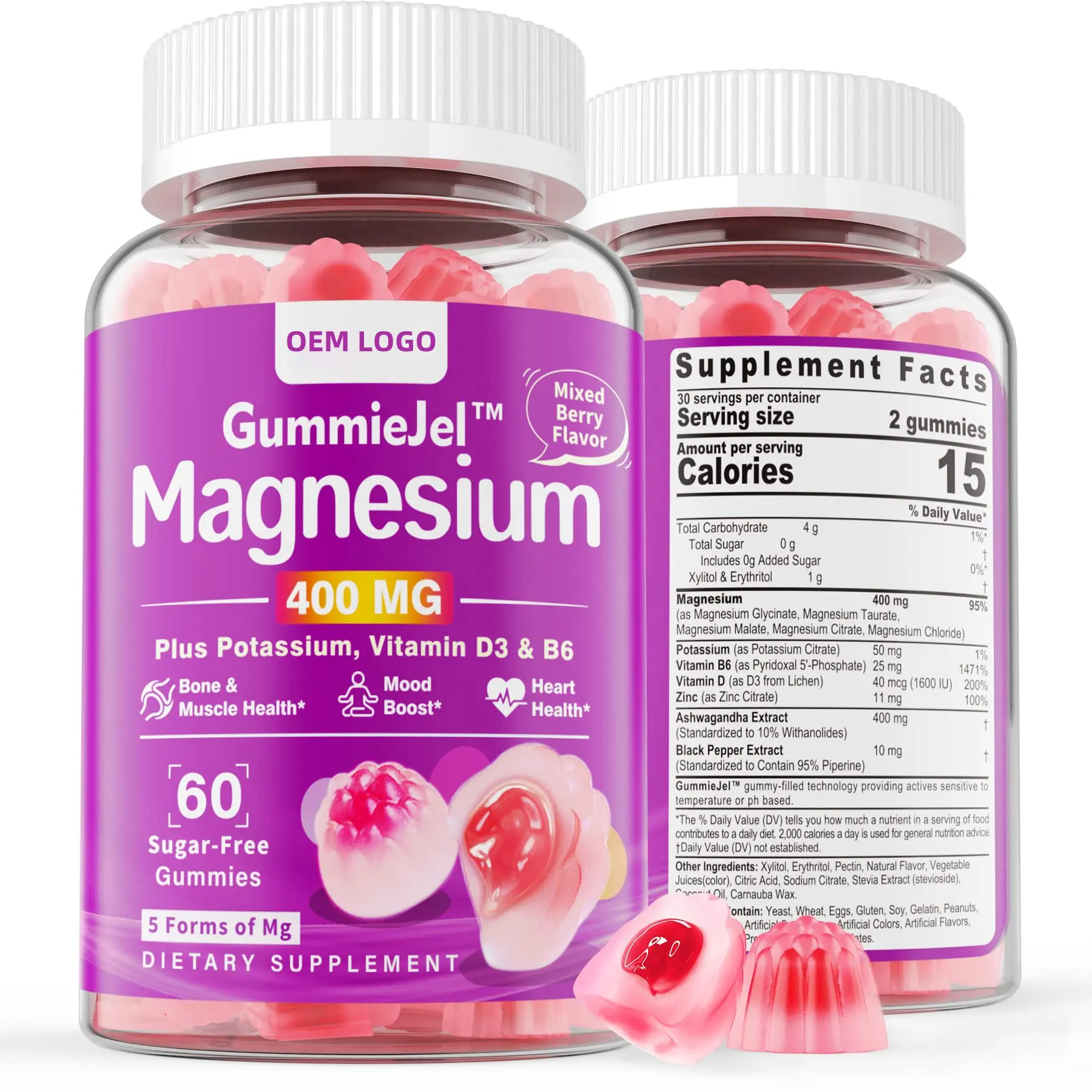 Beat Price Magnesium Gummies Supports Muscles Bones Mood & Energy Potassium Vitamin B6 D Ashwagandha Extract Magnesium Gummy