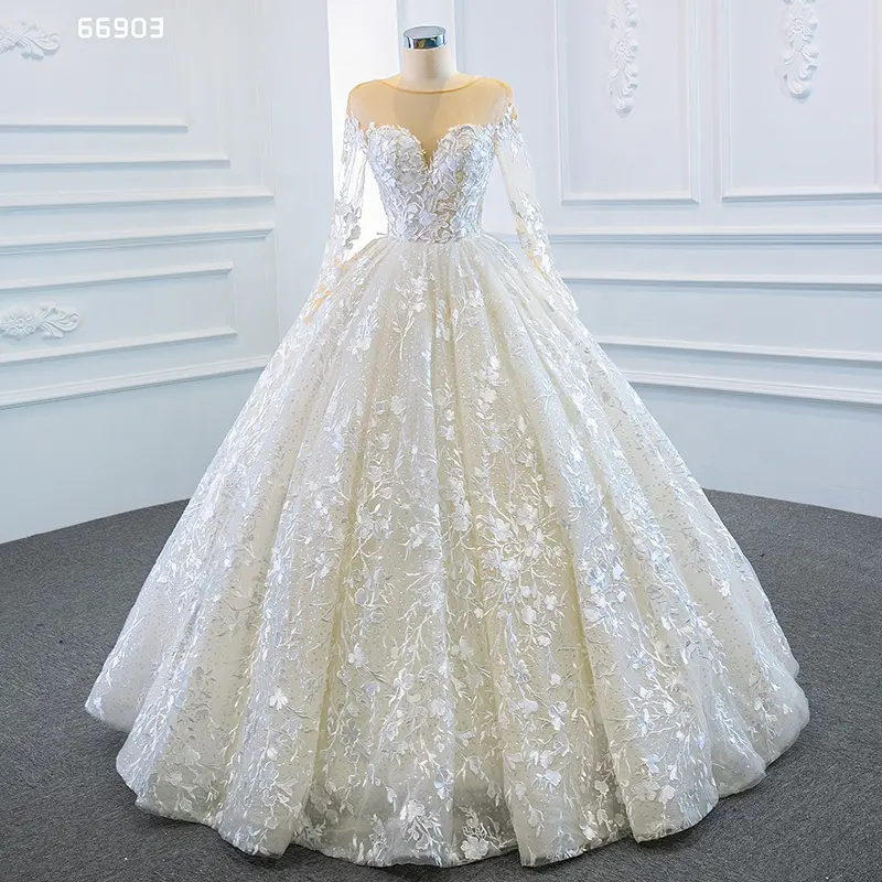 Jancember-vestido de novia de manga larga, vestido de novia de boda, ruso, hinchado, RSM66903