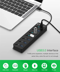Hub Usb <strong>3</strong>.0 <strong>4</strong>/7 Port USB HUB <strong>3</strong>.0 <strong>Adapter</strong> Expander Multi USB Splitter Multiple Extender With LED Lamp Switch for PC Laptop - Product Image 6