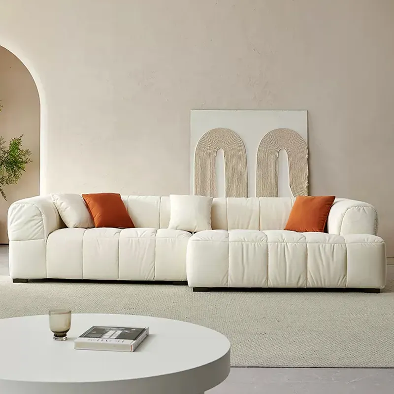 Sofa kain beludru selebriti internet desainer kreatif furnitur ruang tamu blok tahu apartemen kecil Nordik sederhana Italia