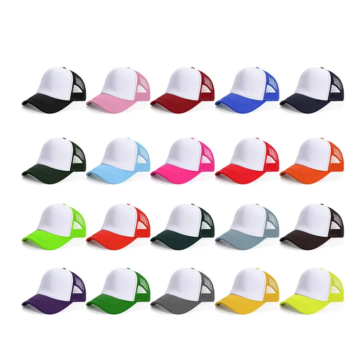 Gorra barata personalizada al por mayor, Gorras de malla de espuma de Golf de 5 paneles, Gorras en blanco, gorra de camionero con logotipo personalizado de béisbol